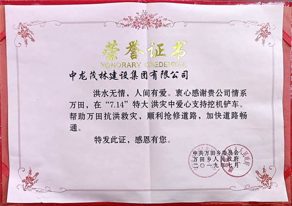 7.14特大洪灾中龙茂林爱心支持挖机铲车