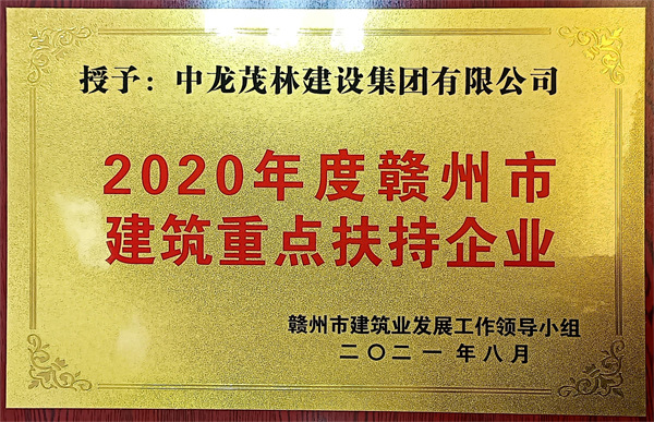 2020年度赣州市建筑重点扶持企业